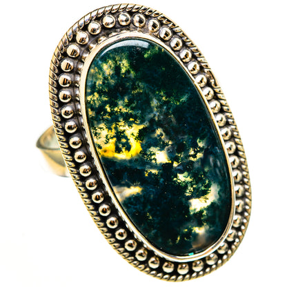 Green Moss Agate Rings handcrafted by Ana Silver Co - RING112809 - Photo 2