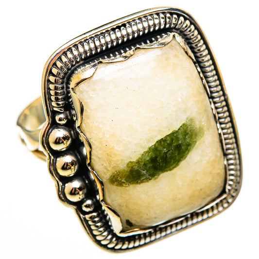 Green Tourmaline In Quartz Rings handcrafted by Ana Silver Co - RING112830 - Photo 2