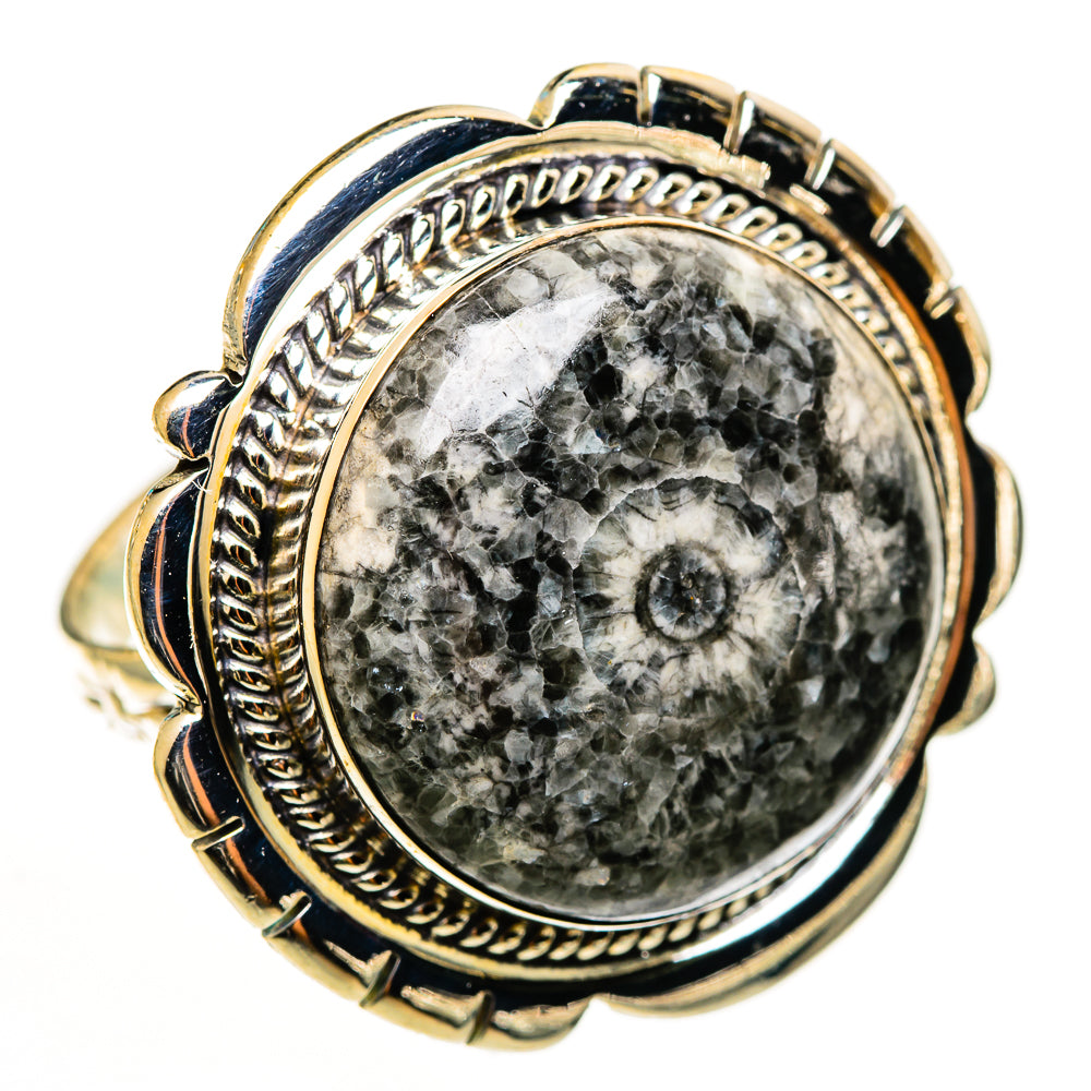 Moroccan Goniatite Fossil Rings handcrafted by Ana Silver Co - RING112868 - Photo 2