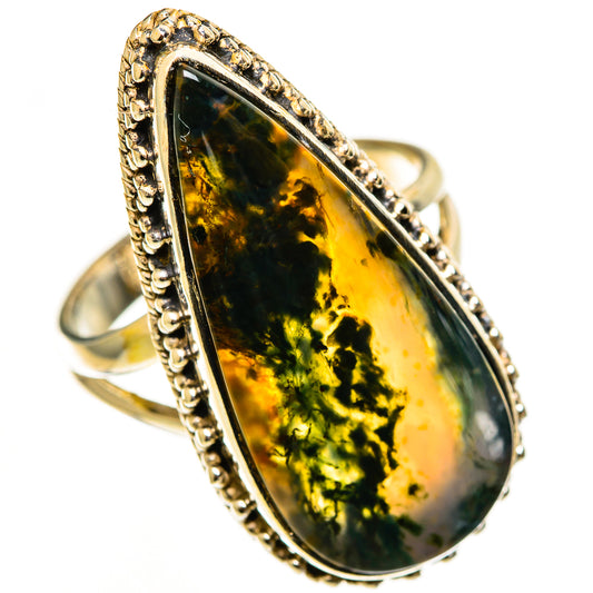 Green Moss Agate Rings handcrafted by Ana Silver Co - RING112878 - Photo 2