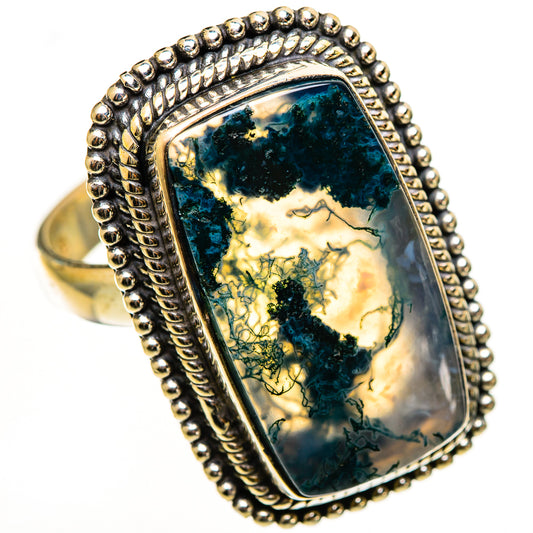 Green Moss Agate Rings handcrafted by Ana Silver Co - RING112879 - Photo 2