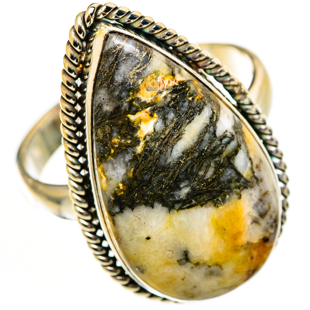 Pyrite Agate Rings handcrafted by Ana Silver Co - RING112923 - Photo 2
