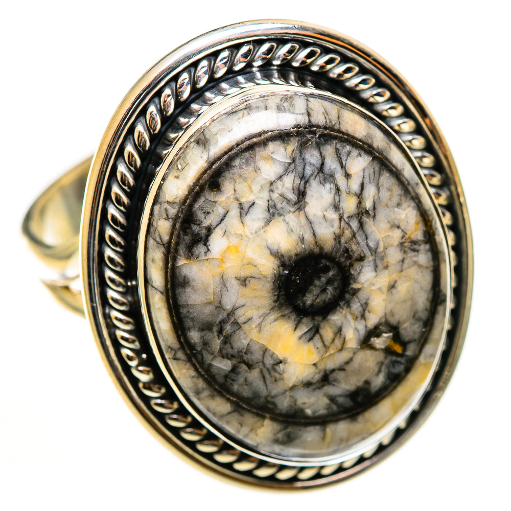 Moroccan Goniatite Fossil Rings handcrafted by Ana Silver Co - RING112925 - Photo 2