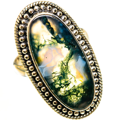 Green Moss Agate Rings handcrafted by Ana Silver Co - RING112933 - Photo 2