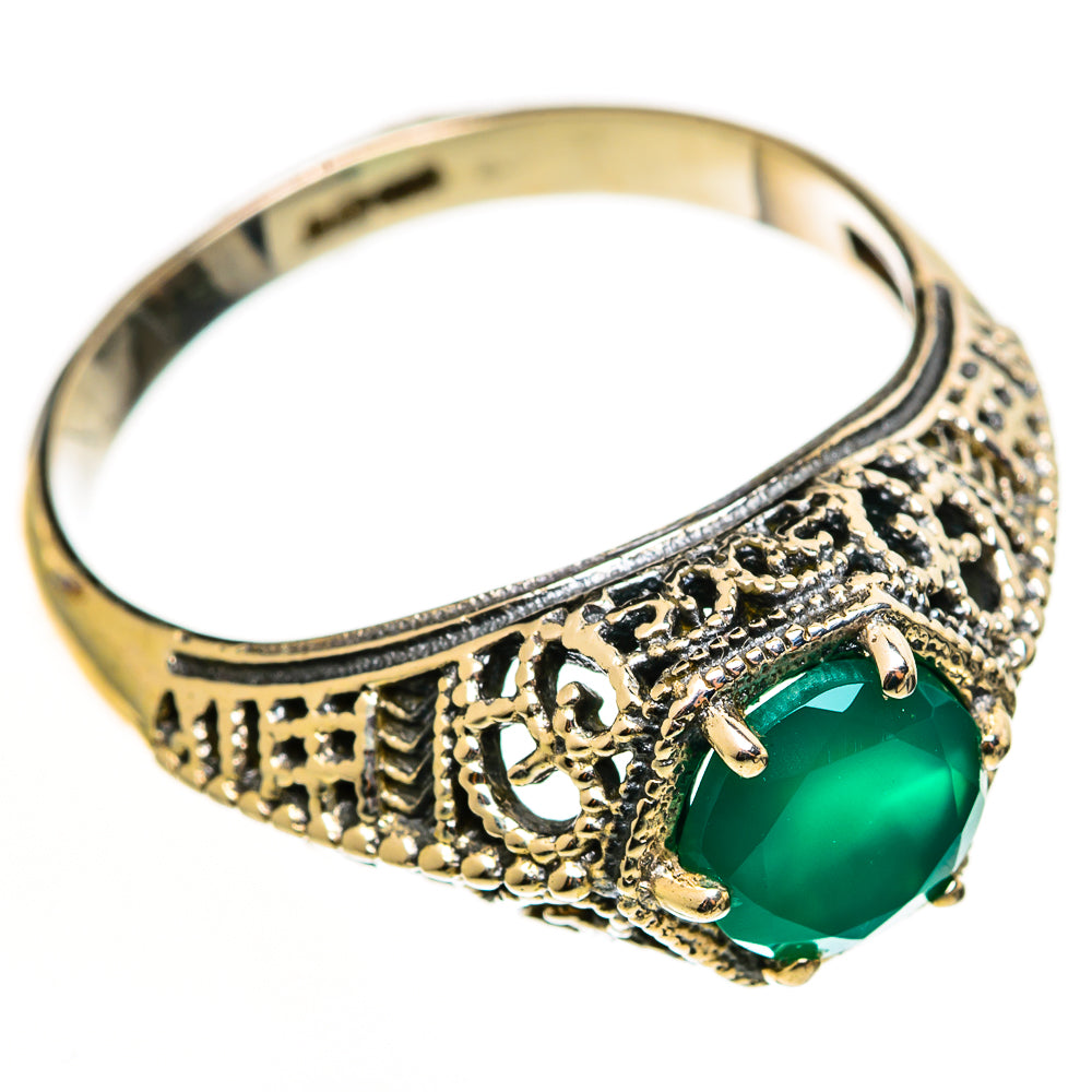 Green Onyx Rings handcrafted by Ana Silver Co - RING112957 - Photo 2