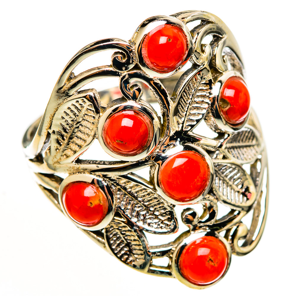 Mediterranean Red Coral Rings handcrafted by Ana Silver Co - RING112965 - Photo 2