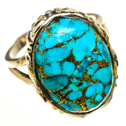 Blue Copper Composite Turquoise Rings handcrafted by Ana Silver Co - RING112986 - Photo 2