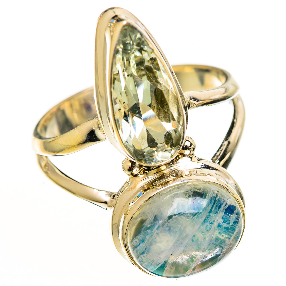 Rainbow Moonstone Rings handcrafted by Ana Silver Co - RING113022 - Photo 2