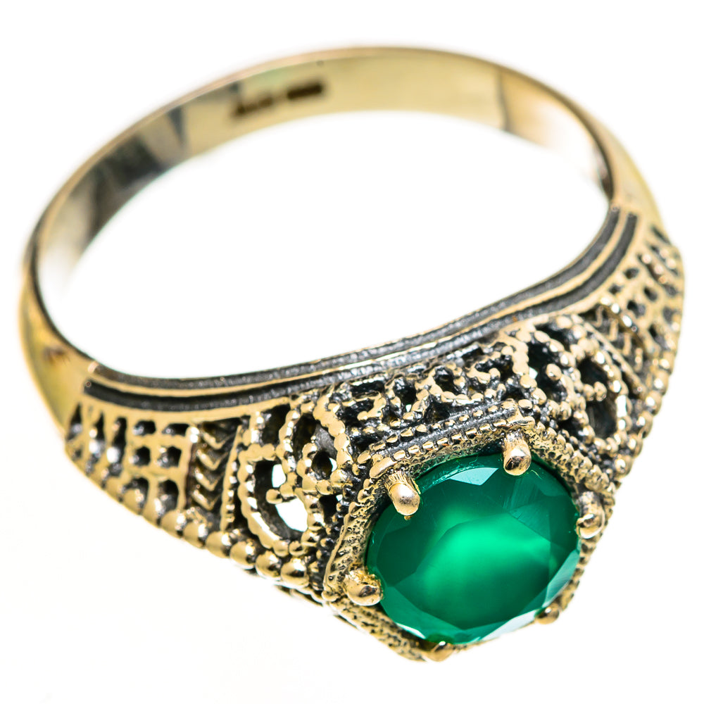 Green Onyx Rings handcrafted by Ana Silver Co - RING113023 - Photo 2