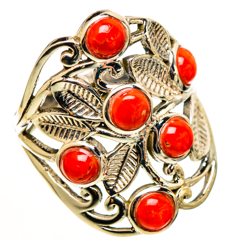 Mediterranean Red Coral Rings handcrafted by Ana Silver Co - RING113031 - Photo 2