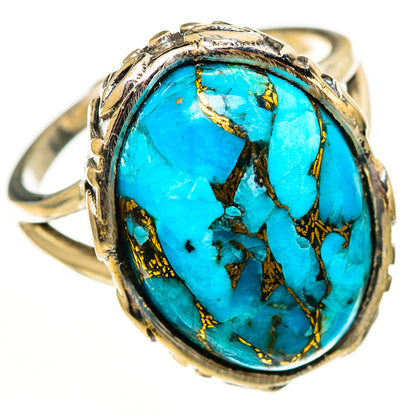 Blue Copper Composite Turquoise Rings handcrafted by Ana Silver Co - RING113054 - Photo 2