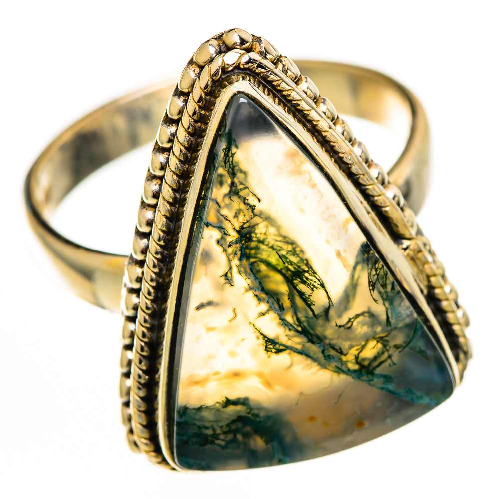 Green Moss Agate Rings handcrafted by Ana Silver Co - RING113055 - Photo 2