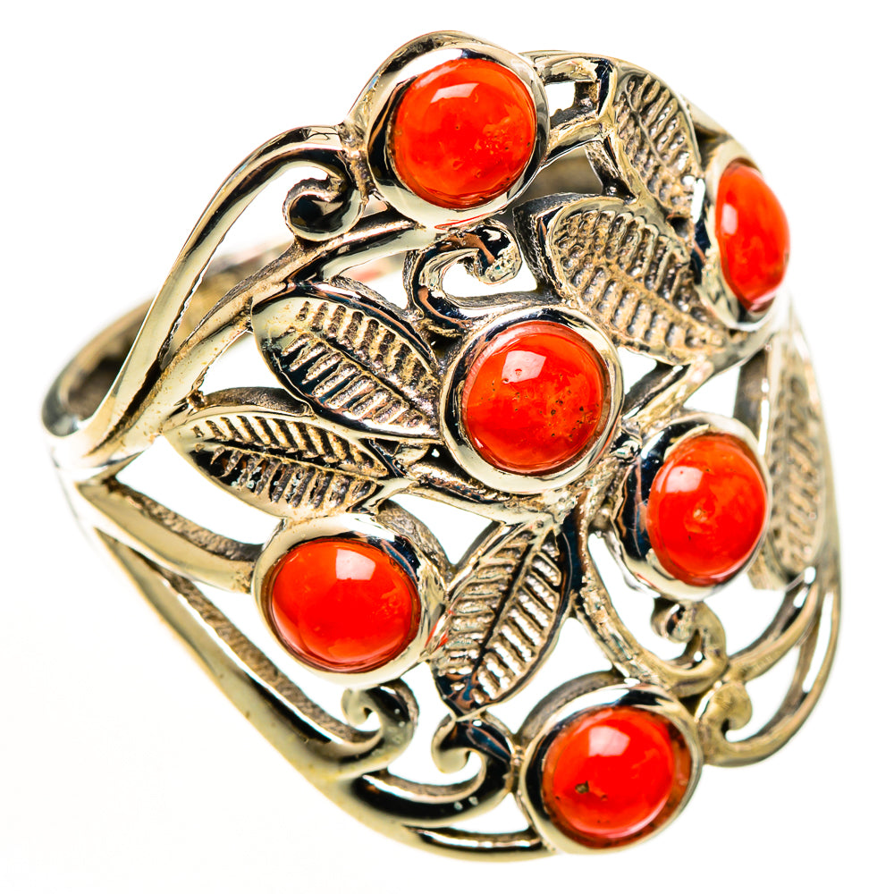 Mediterranean Red Coral Rings handcrafted by Ana Silver Co - RING113064 - Photo 2