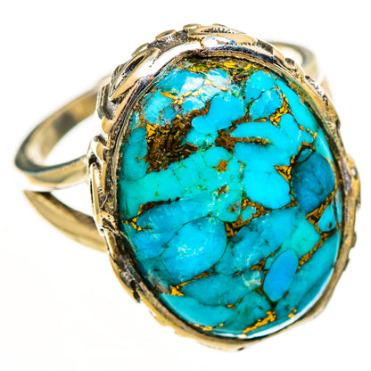 Blue Copper Composite Turquoise Rings handcrafted by Ana Silver Co - RING113085 - Photo 2