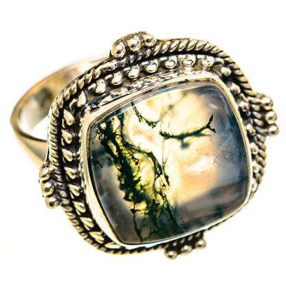 Green Moss Agate Rings handcrafted by Ana Silver Co - RING113086 - Photo 2