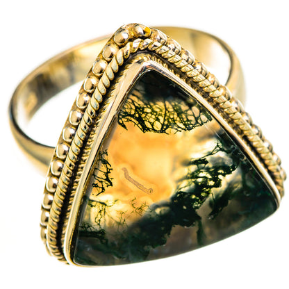 Green Moss Agate Rings handcrafted by Ana Silver Co - RING113088 - Photo 2
