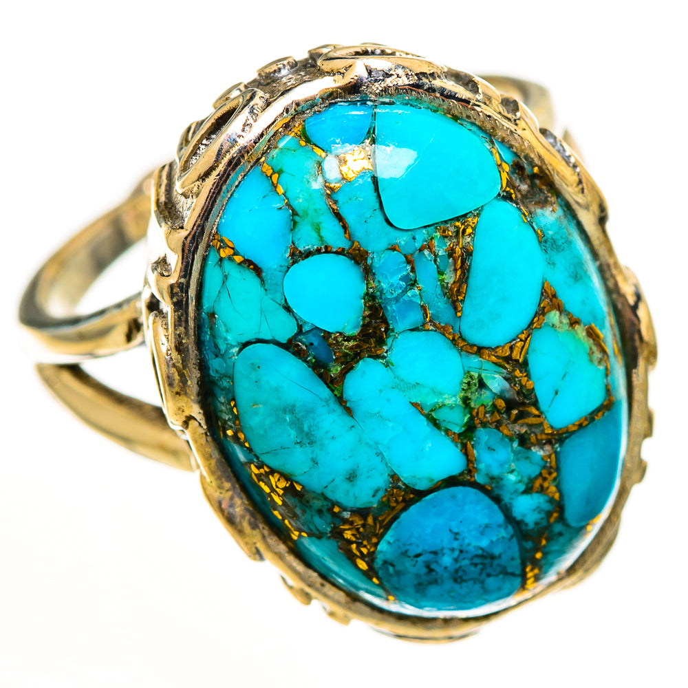 Blue Copper Composite Turquoise Rings handcrafted by Ana Silver Co - RING113115 - Photo 2