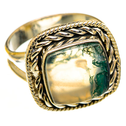 Green Moss Agate Rings handcrafted by Ana Silver Co - RING113119 - Photo 2
