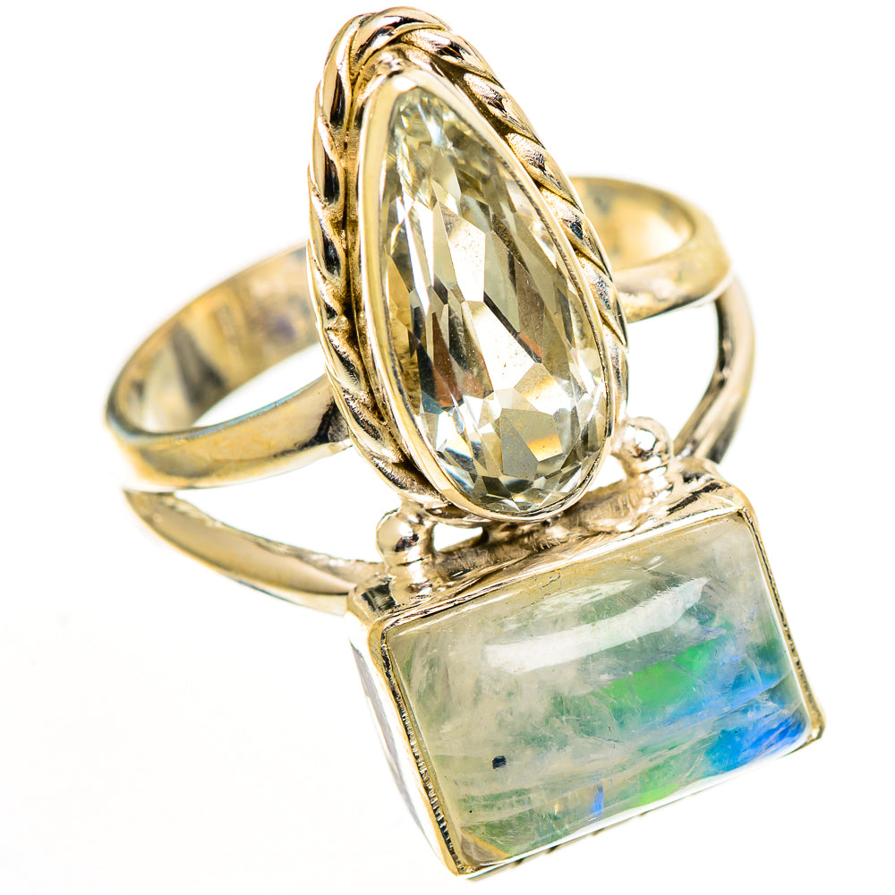 Rainbow Moonstone Rings handcrafted by Ana Silver Co - RING113145 - Photo 2