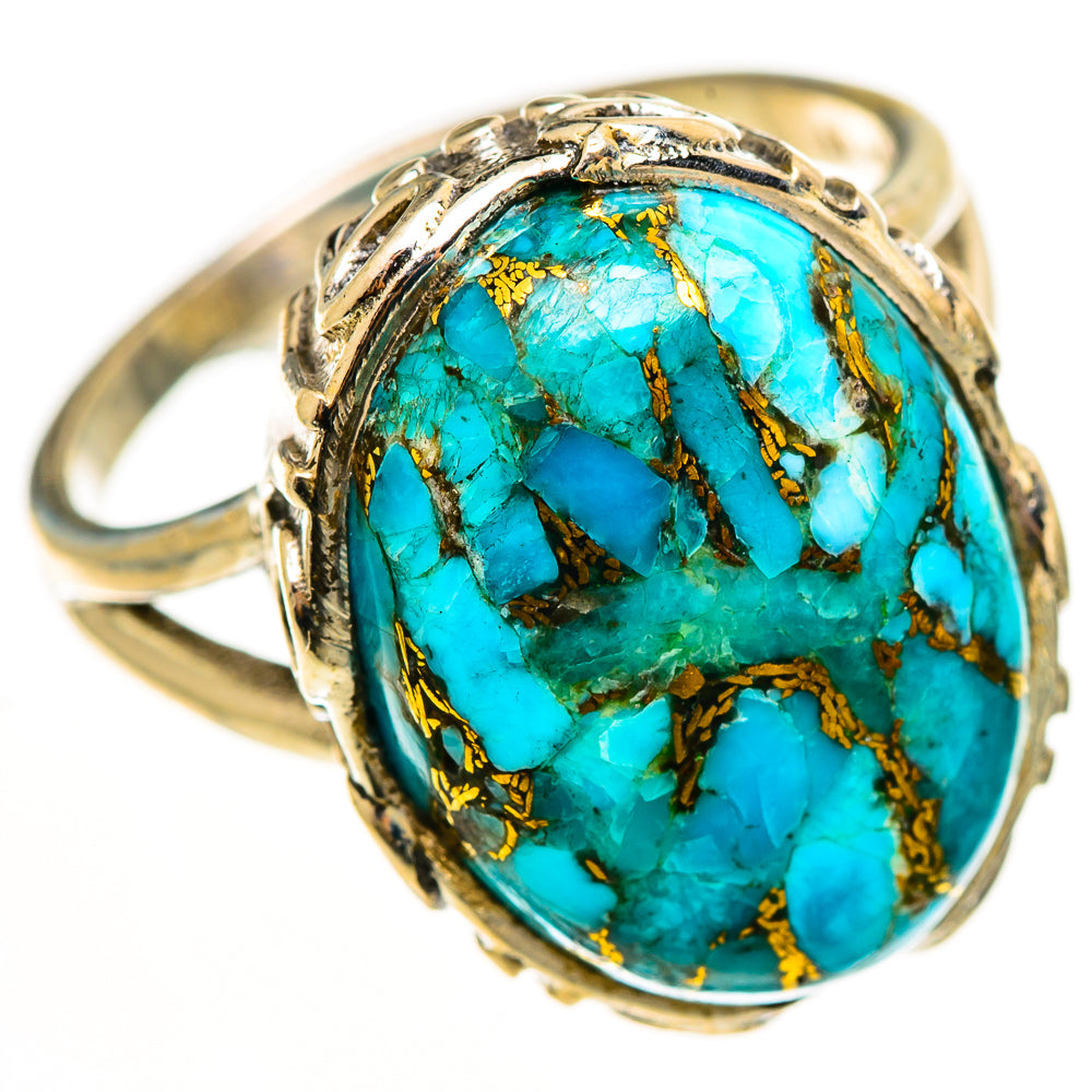 Blue Copper Composite Turquoise Rings handcrafted by Ana Silver Co - RING113167 - Photo 2