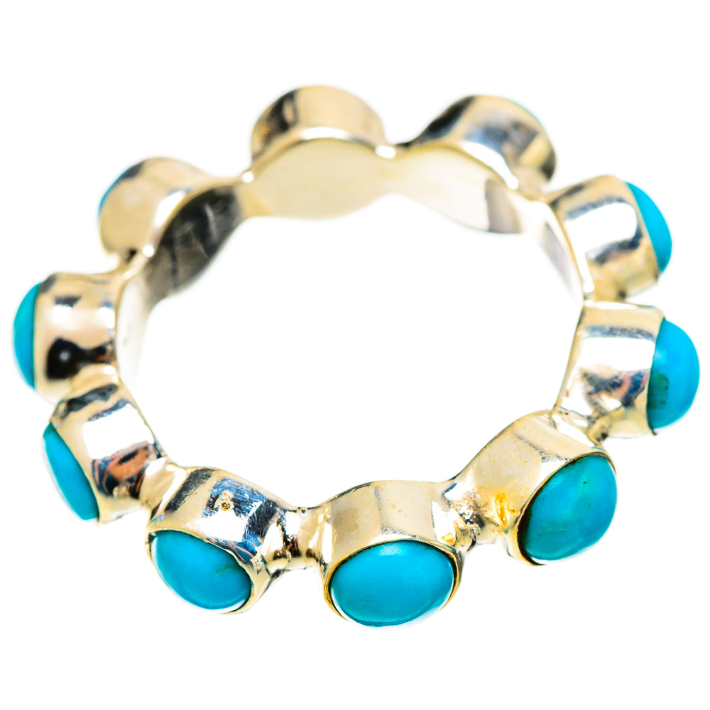 Turquoise oval cabochon ring with 925 sterling silver band and side bezel settings