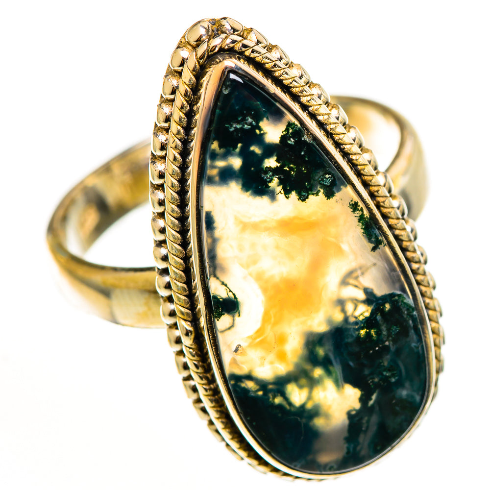 Green Moss Agate Rings handcrafted by Ana Silver Co - RING113169 - Photo 2