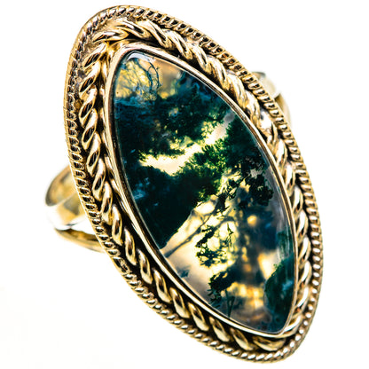 Green Moss Agate Rings handcrafted by Ana Silver Co - RING113220 - Photo 2