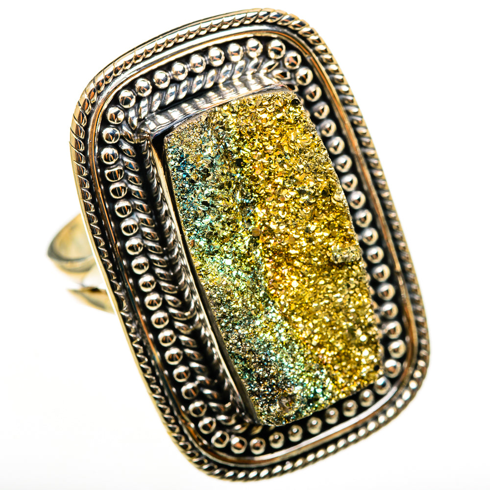 Spectro Pyrite Druzy Rings handcrafted by Ana Silver Co - RING113235 - Photo 2