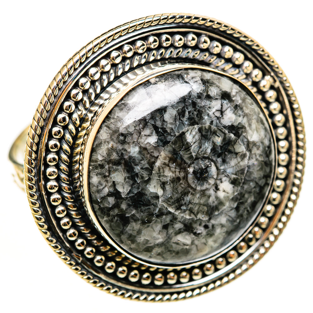 Moroccan Goniatite Fossil Rings handcrafted by Ana Silver Co - RING113238 - Photo 2