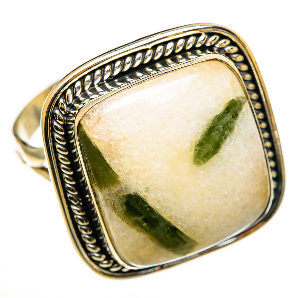 Green Tourmaline In Quartz Rings handcrafted by Ana Silver Co - RING113239 - Photo 2