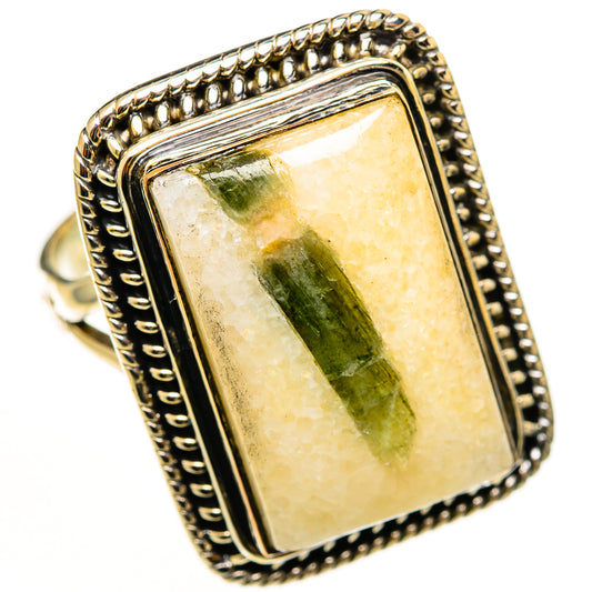 Green Tourmaline In Quartz Rings handcrafted by Ana Silver Co - RING113240 - Photo 2