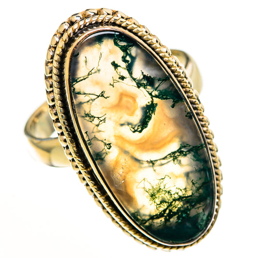 Green Moss Agate Rings handcrafted by Ana Silver Co - RING113252 - Photo 2