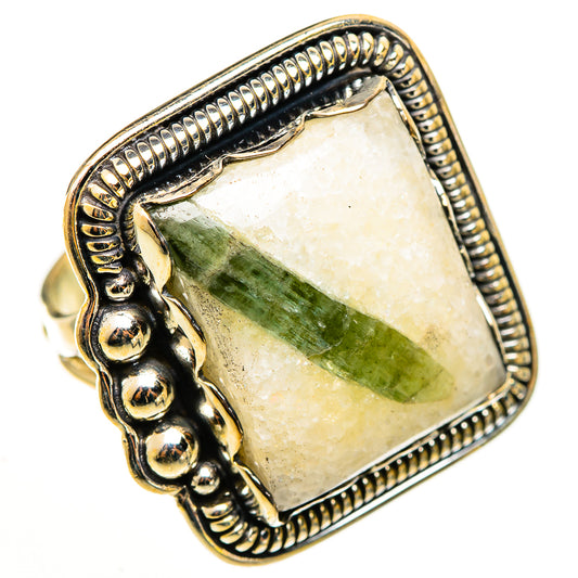 Green Tourmaline In Quartz Rings handcrafted by Ana Silver Co - RING113269 - Photo 2