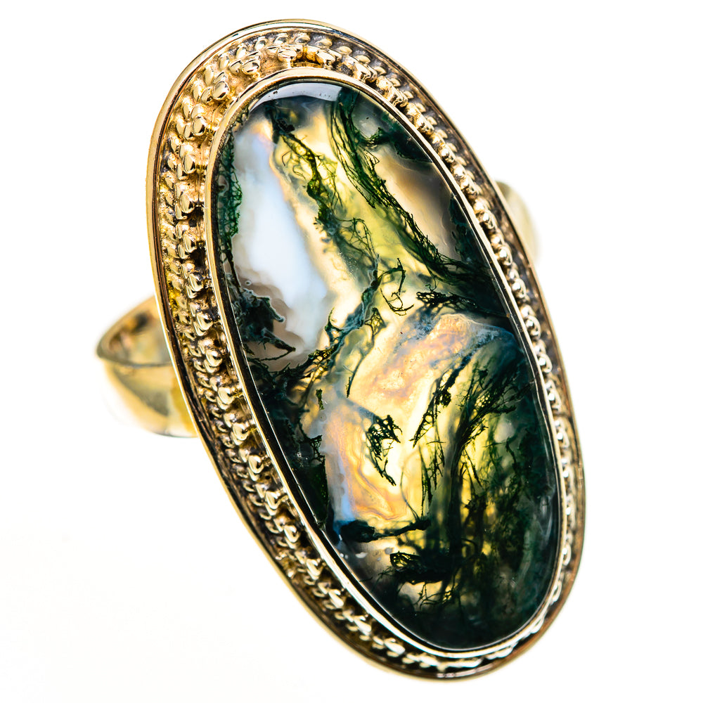 Green Moss Agate Rings handcrafted by Ana Silver Co - RING113282 - Photo 2
