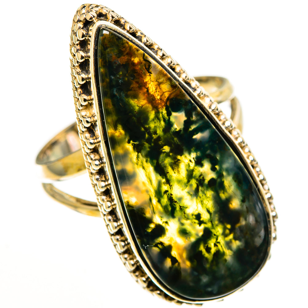 Green Moss Agate Rings handcrafted by Ana Silver Co - RING113283 - Photo 2