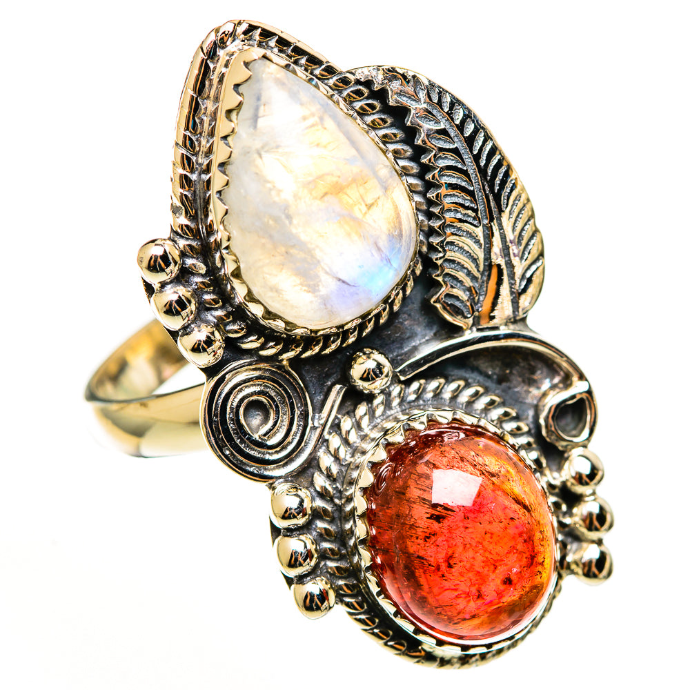 Rainbow Moonstone Rings handcrafted by Ana Silver Co - RING113292 - Photo 2