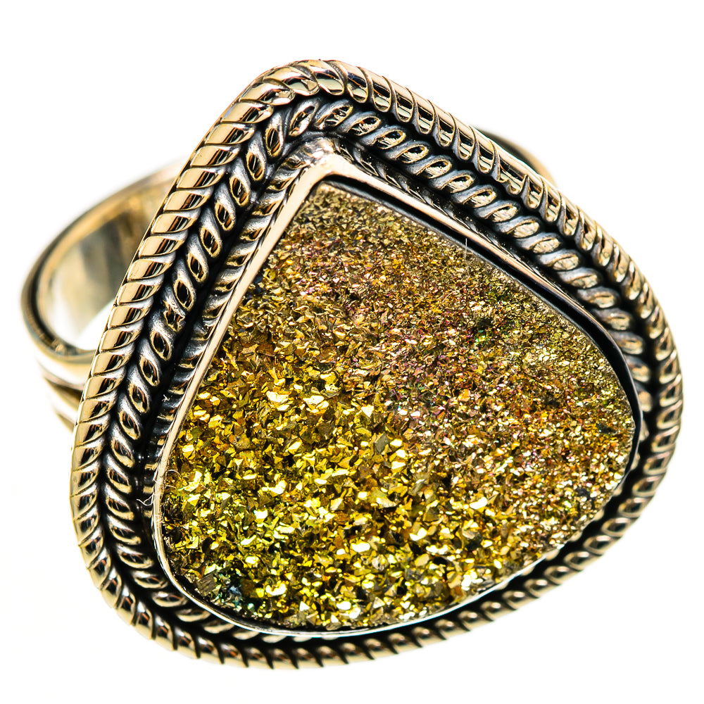 Spectro Pyrite Druzy Rings handcrafted by Ana Silver Co - RING113299 - Photo 2