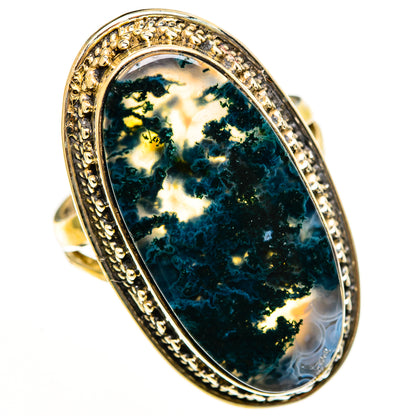 Green Moss Agate Rings handcrafted by Ana Silver Co - RING113305 - Photo 2