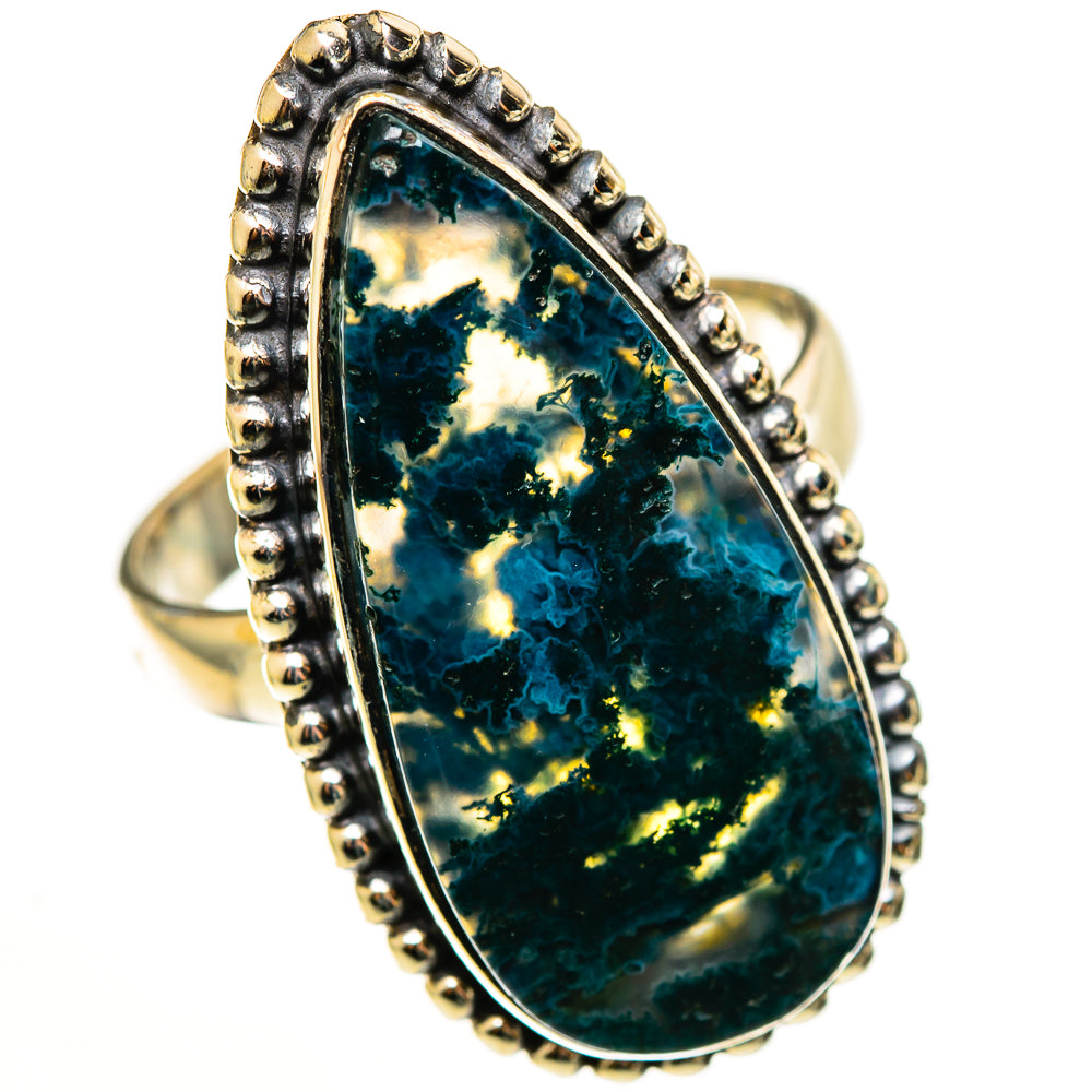 Green Moss Agate Rings handcrafted by Ana Silver Co - RING113344 - Photo 2