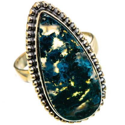 Green Moss Agate Rings handcrafted by Ana Silver Co - RING113344 - Photo 2
