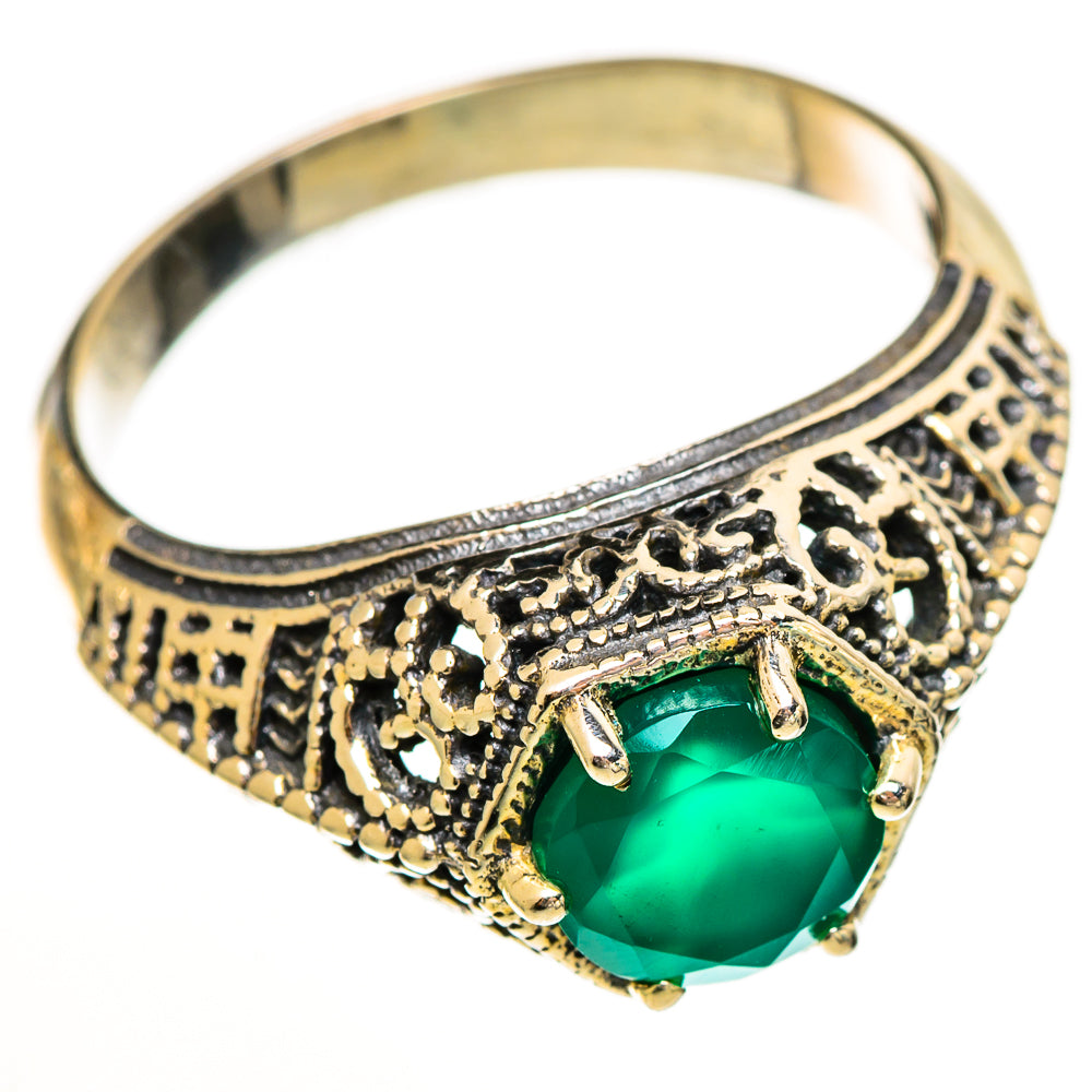 Green Onyx Rings handcrafted by Ana Silver Co - RING113402 - Photo 2