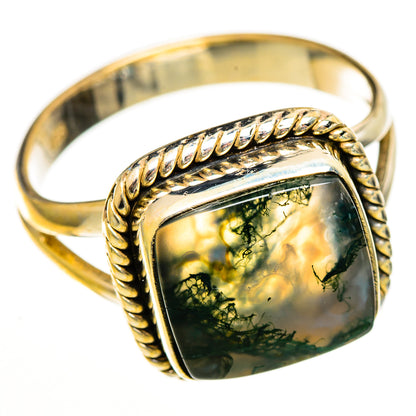 Green Moss Agate Rings handcrafted by Ana Silver Co - RING113405 - Photo 2