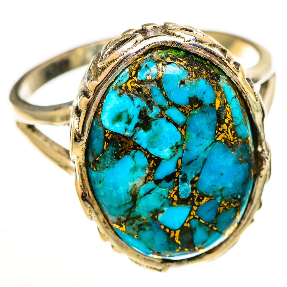 Blue Copper Composite Turquoise Rings handcrafted by Ana Silver Co - RING113427 - Photo 2
