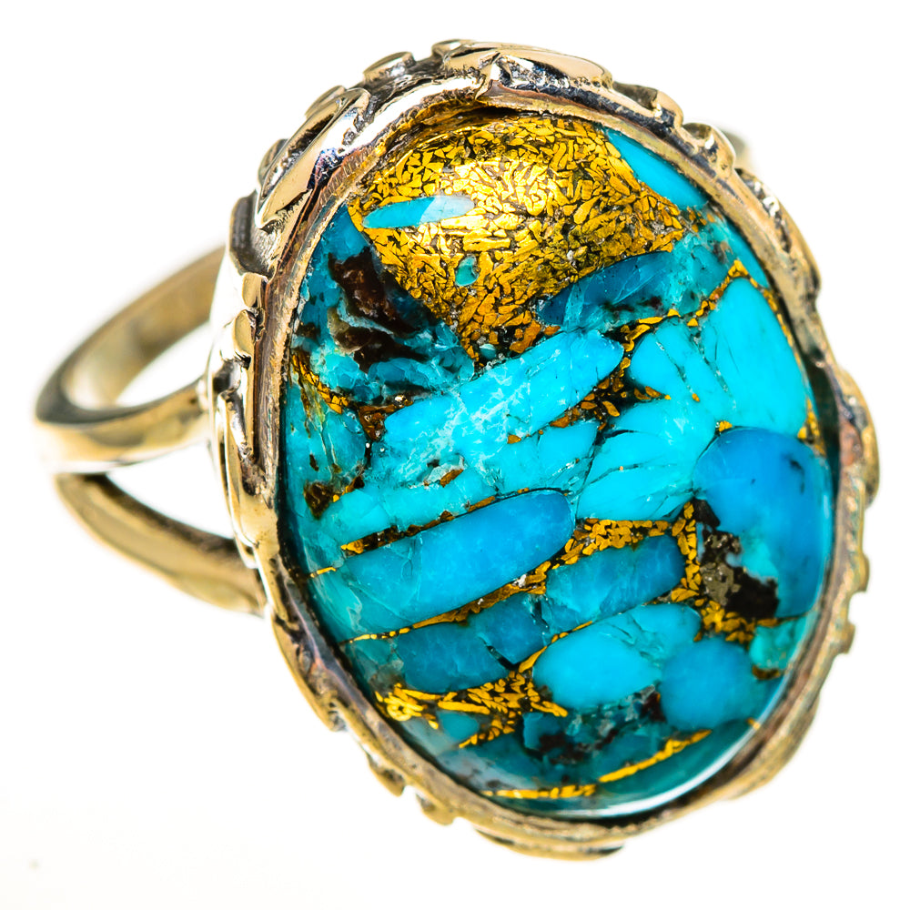 Blue Copper Composite Turquoise Rings handcrafted by Ana Silver Co - RING113467 - Photo 2