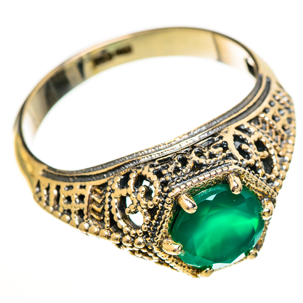 Green Onyx Rings handcrafted by Ana Silver Co - RING113470 - Photo 2