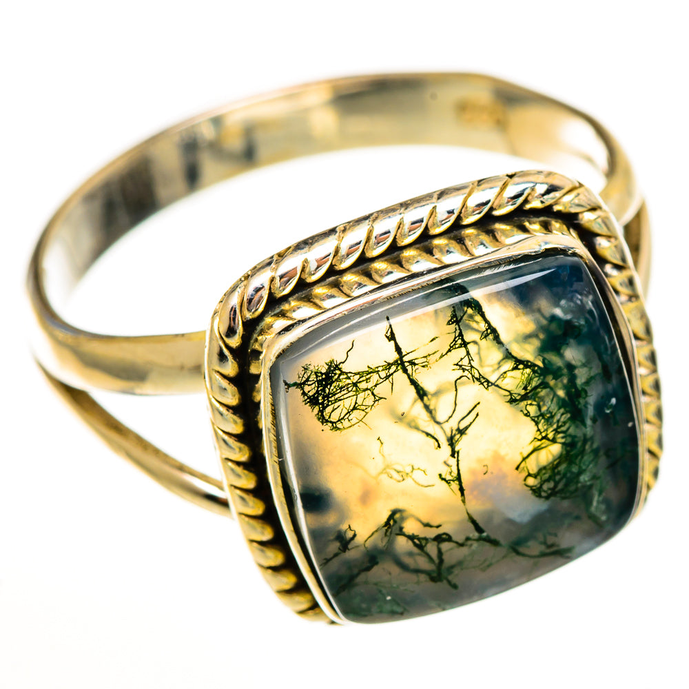 Green Moss Agate Rings handcrafted by Ana Silver Co - RING113471 - Photo 2