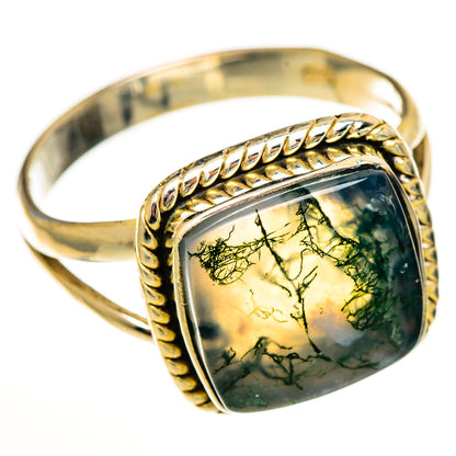 Green Moss Agate Rings handcrafted by Ana Silver Co - RING113471 - Photo 2