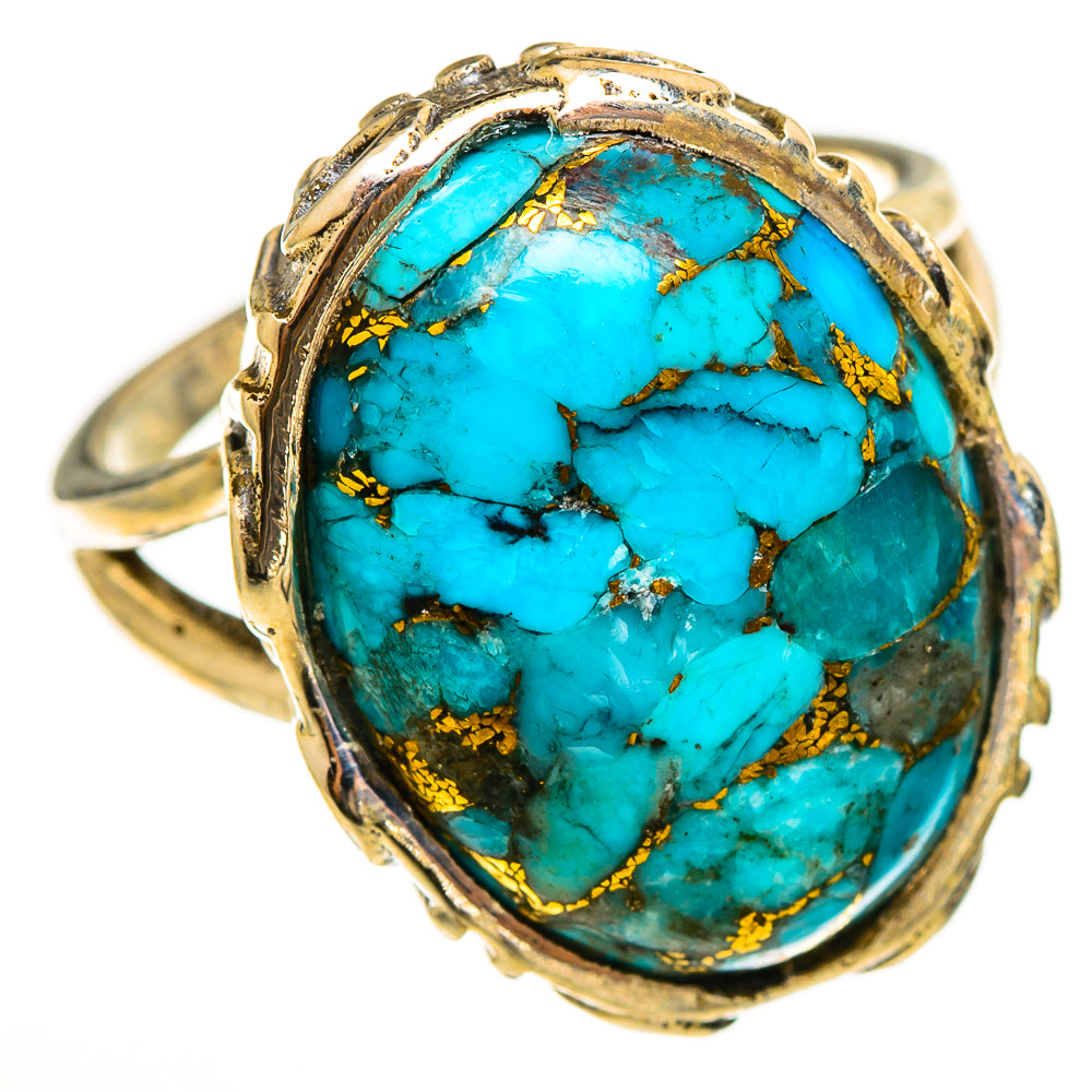 Blue Copper Composite Turquoise Rings handcrafted by Ana Silver Co - RING113484 - Photo 2