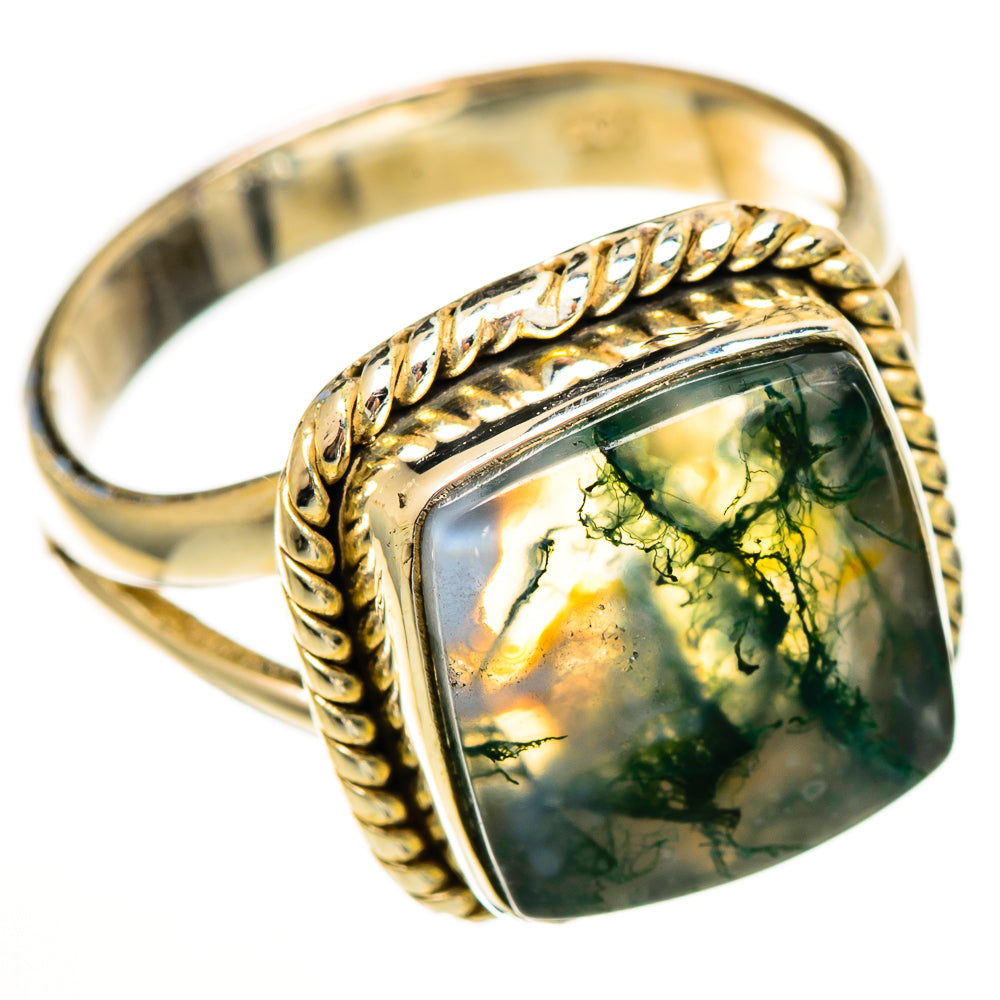 Green Moss Agate Rings handcrafted by Ana Silver Co - RING113485 - Photo 2