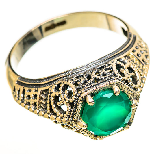 Green Onyx Rings handcrafted by Ana Silver Co - RING113501 - Photo 2